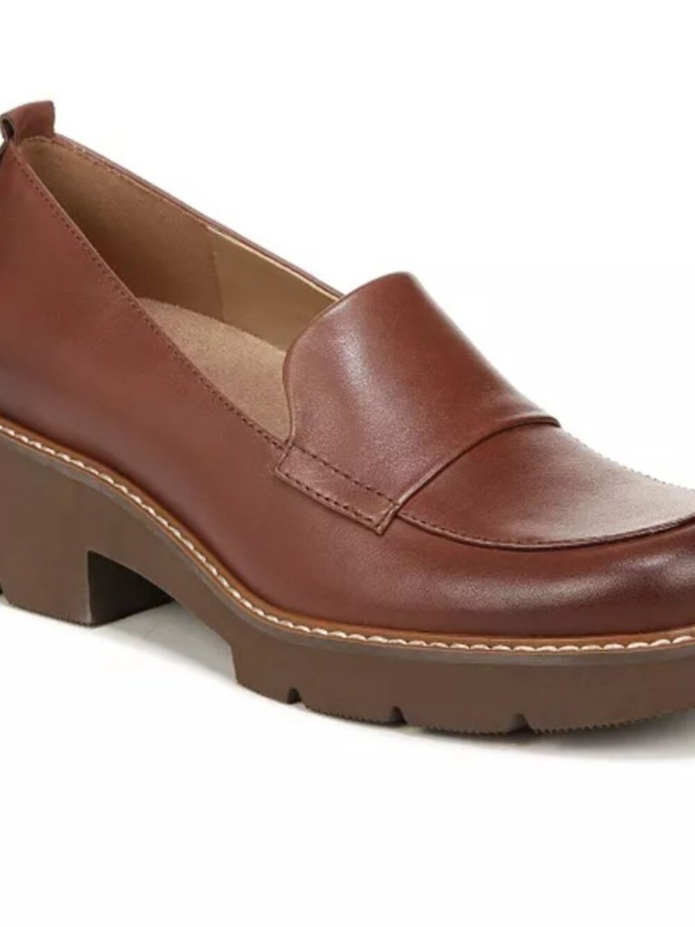 NATURALIZER DARRY LUG SOLE HEELED LOAFERS SHOES CAPPUCCINO BROWN 7
